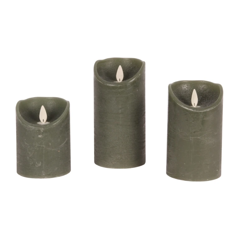LED-ljus i vax - gröna - set om 3