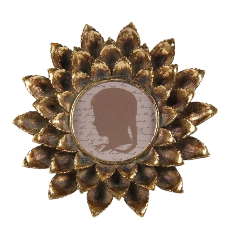 Fotram 10x10 cm - guld - konstharts - rund - stående