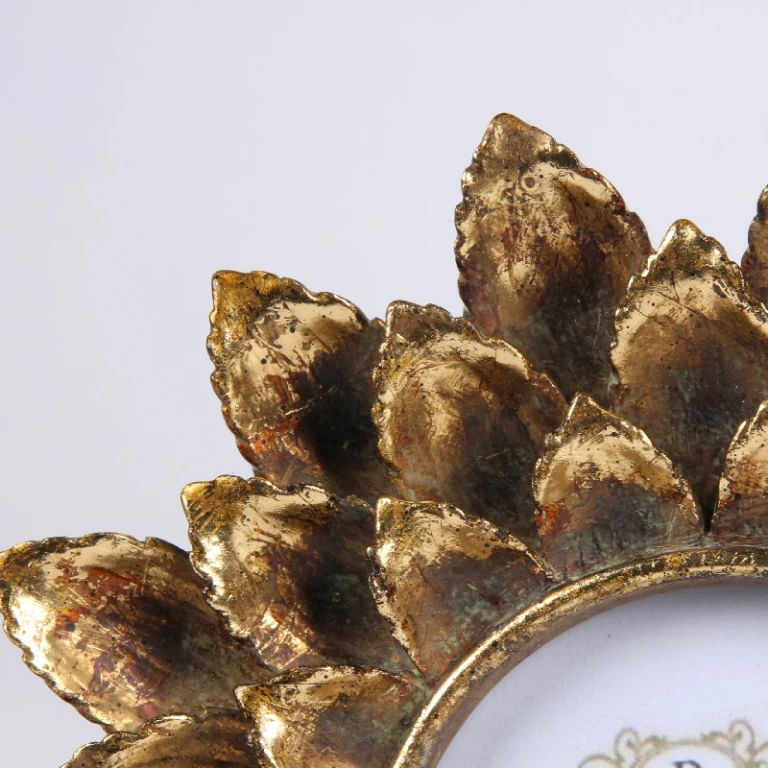 Fotram 10x10 cm - guld - konstharts - rund - stående