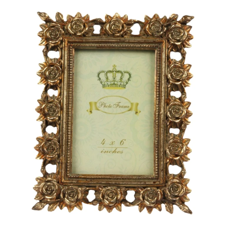 Fotram 10x15 cm - guld - konstharts - rektangulär