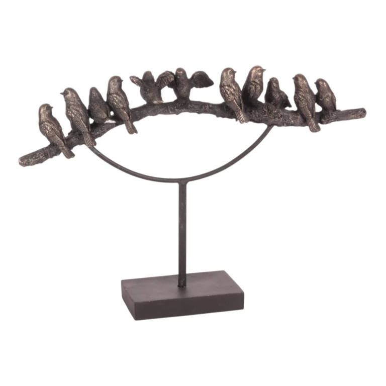 Djurskulptur fåglar - guld - 30 cm