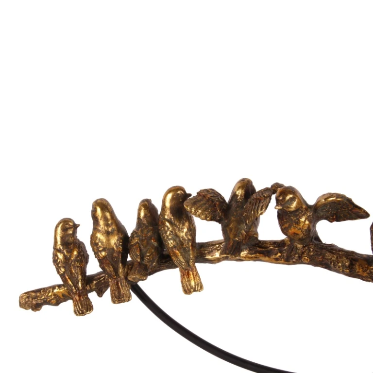 Fåglar på pinne - guld - 30 cm