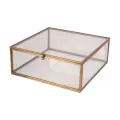 Sieradendoos 20x20x8 cm - goud - messing en glas