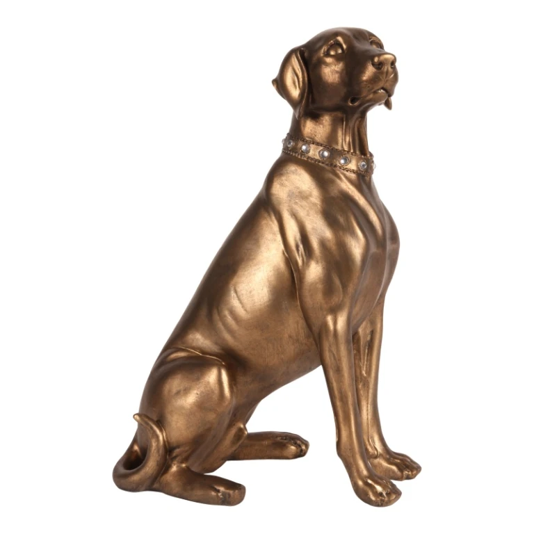 Hundskulptur Weimaraner - guld - 39 cm
