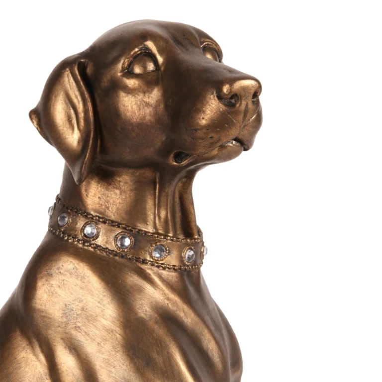 Hundskulptur Weimaraner - guld - 39 cm