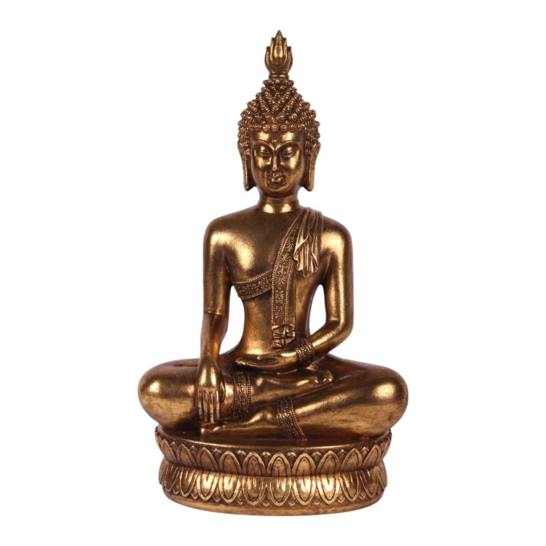 Buddha-figur - guld - 33 cm - konstharts