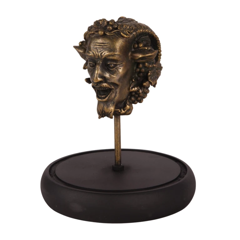 Bacchus-figur med glasdomb - guld - 23 cm - konstharts
