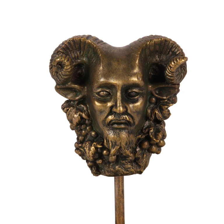 Bacchus-figur med glasdomb - guld - 23 cm - konstharts