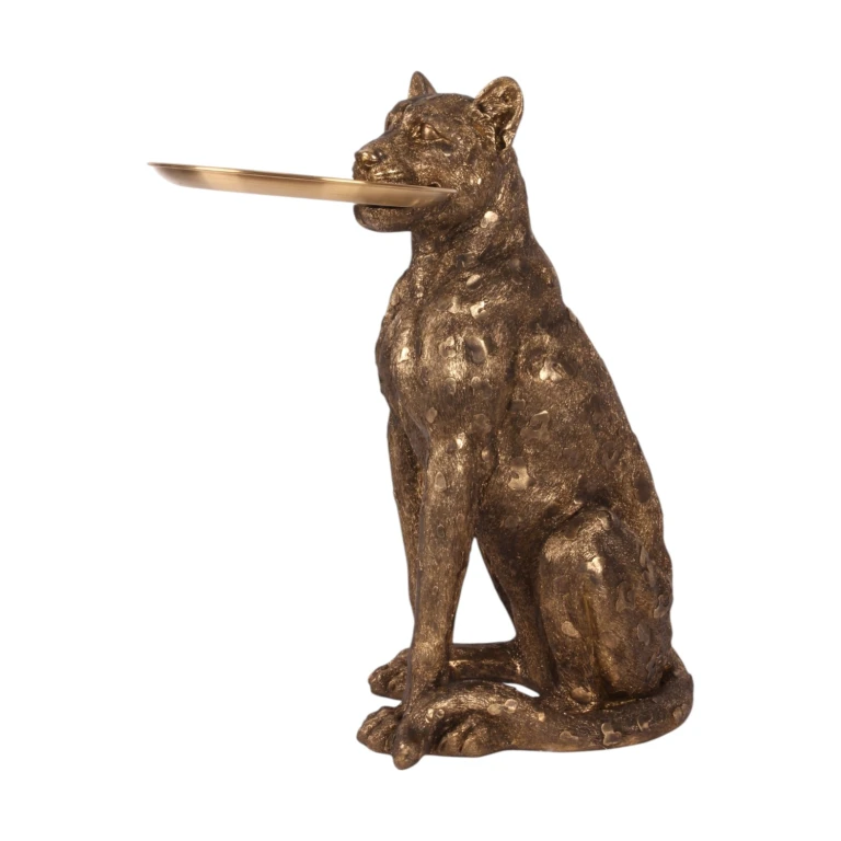 Leopard med brick - guld - 62 cm