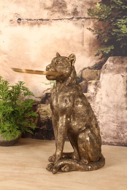 Leopard med brick - guld - 62 cm