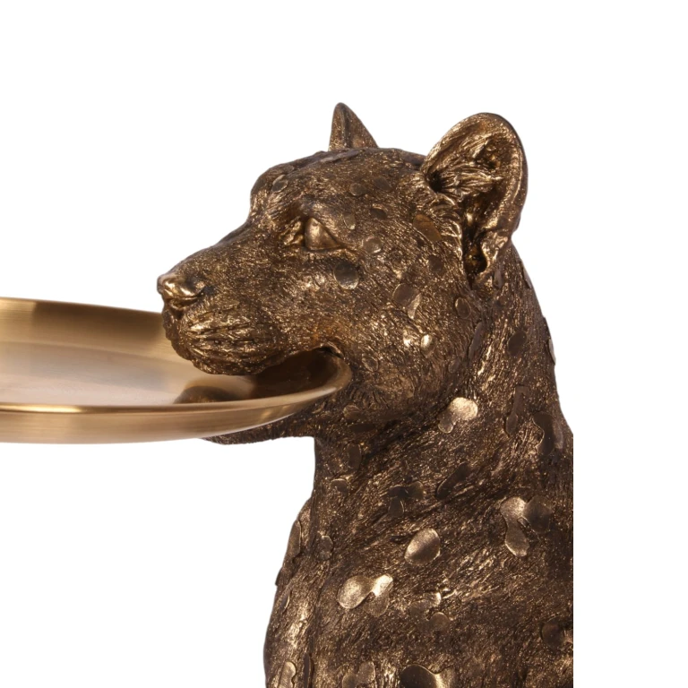 Leopard med brick - guld - 62 cm