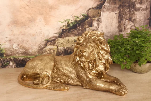 Leeuwenbeeld - goud - 80 cm