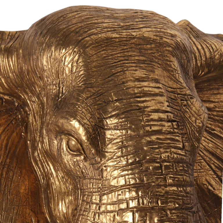 Väggornament Elefant - guld - 23 cm - konstharts