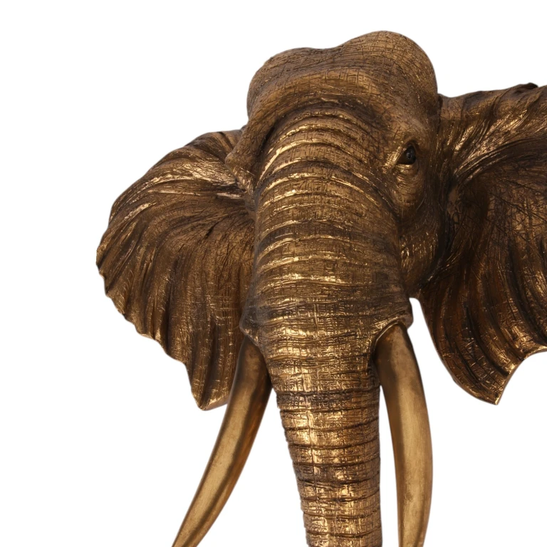 Väggornament Elefant - guld - 61 cm - konstharts
