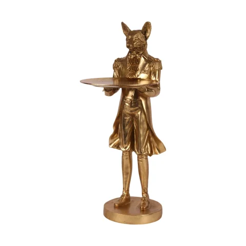 Vos met Dienblad 54,5 cm - Goud - Resin