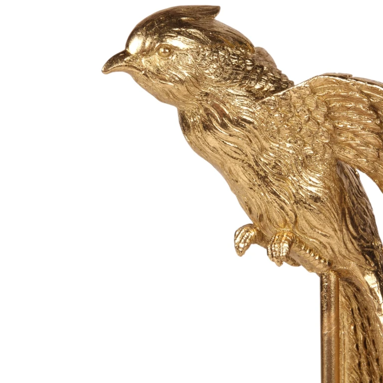 Fågelstaty på piedestal - guld - 49,5 cm - 1 st