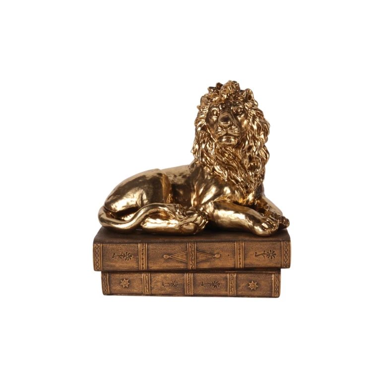 Lejonstaty i guld - 21 cm