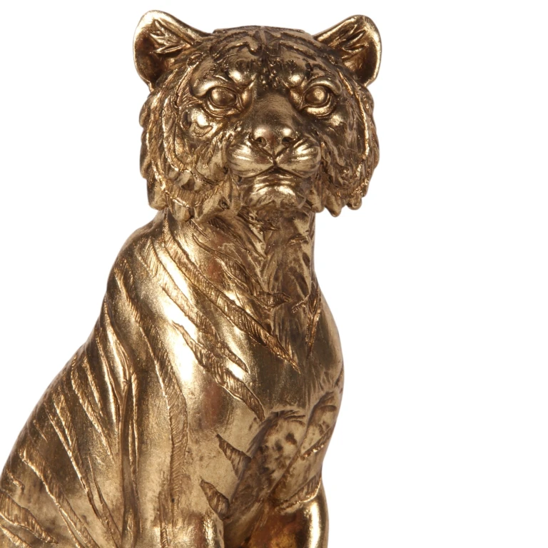 Tigerfigur på böcker – guld – 29 cm