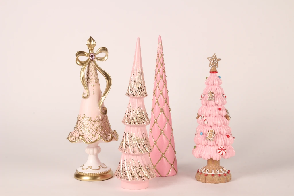 Miniatyrjulgran - rosa - 35,5 cm - konstharts