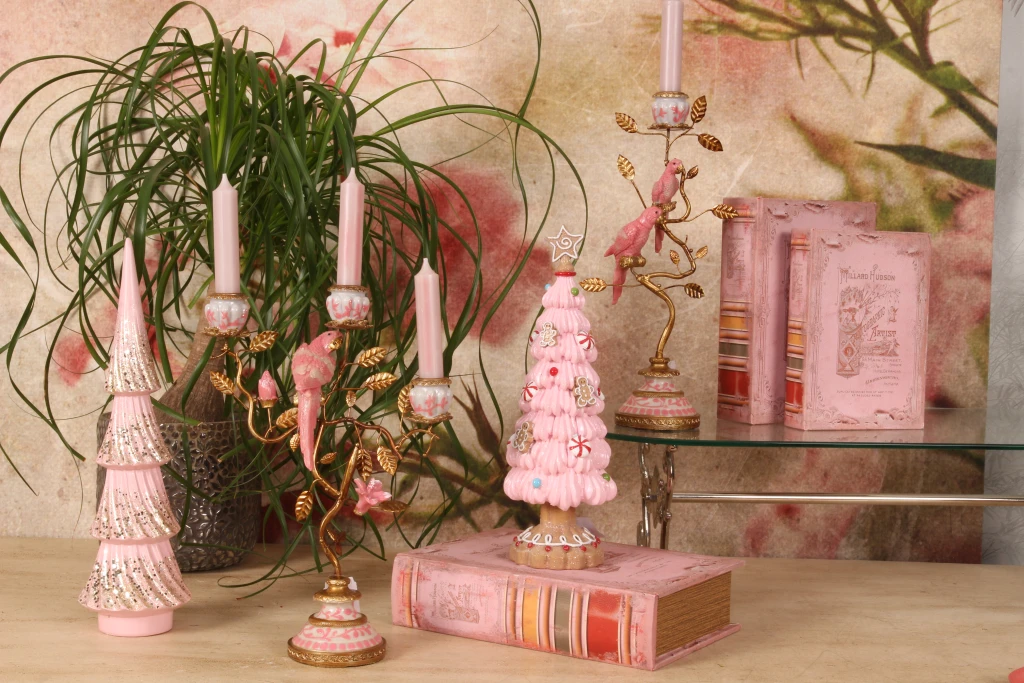 Miniatyrjulgran - rosa - 31,5 cm - konstharts