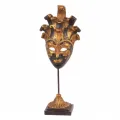 Decoratiemasker op voet - zwart/goud - 28 cm - kunsthars
