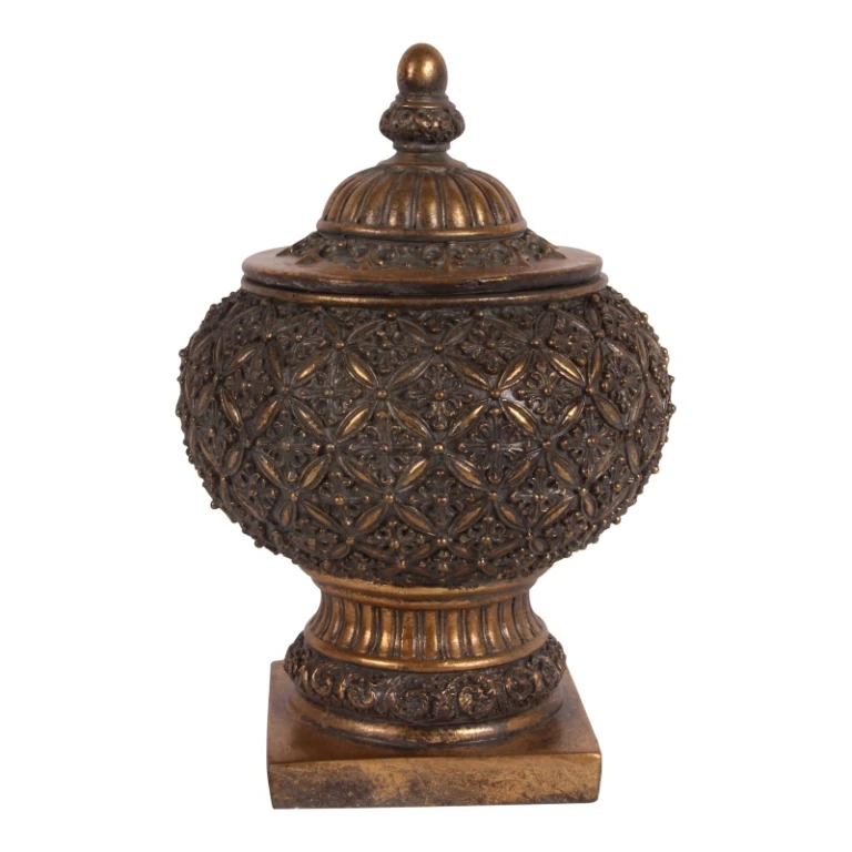 Förvaringslåda rund 27 x 18,5 cm - guld - konstharts