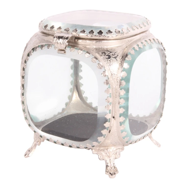 Smyckeslåda 9,5 x 9,5 x 11 cm – silver – glas