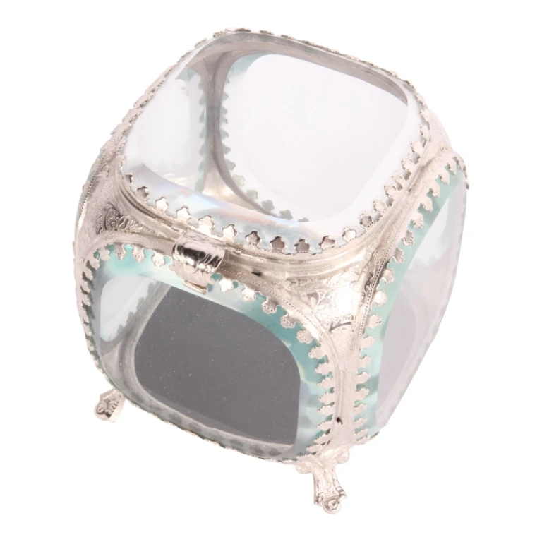 Smyckeslåda 9,5 x 9,5 x 11 cm – silver – glas