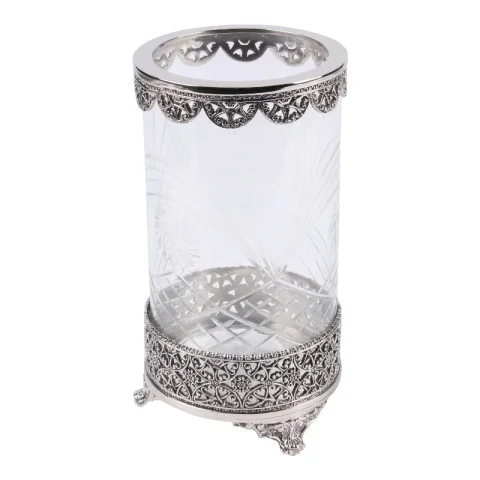 Windlicht Fadida 23,5 cm - Zilver - Koper / Glas