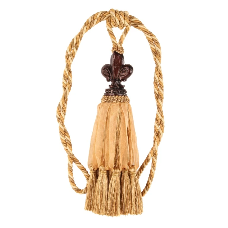 Gardinstjälp Fleur de Lis - 70 cm - guld - tyg