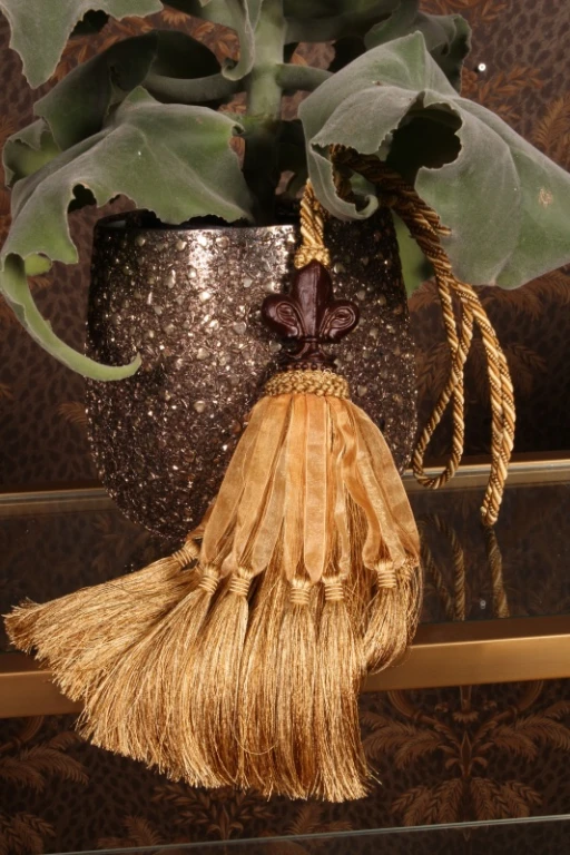Gardinstjälp Fleur de Lis - 70 cm - guld - tyg