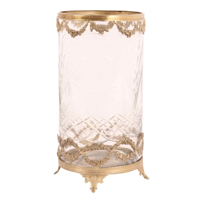 Lykta - 25,5 cm - guld - mässing och glas