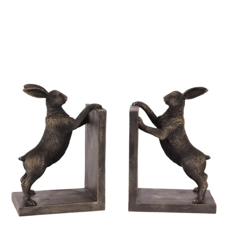 Bokstöd Kanin - guld - konstharts - 1 styck