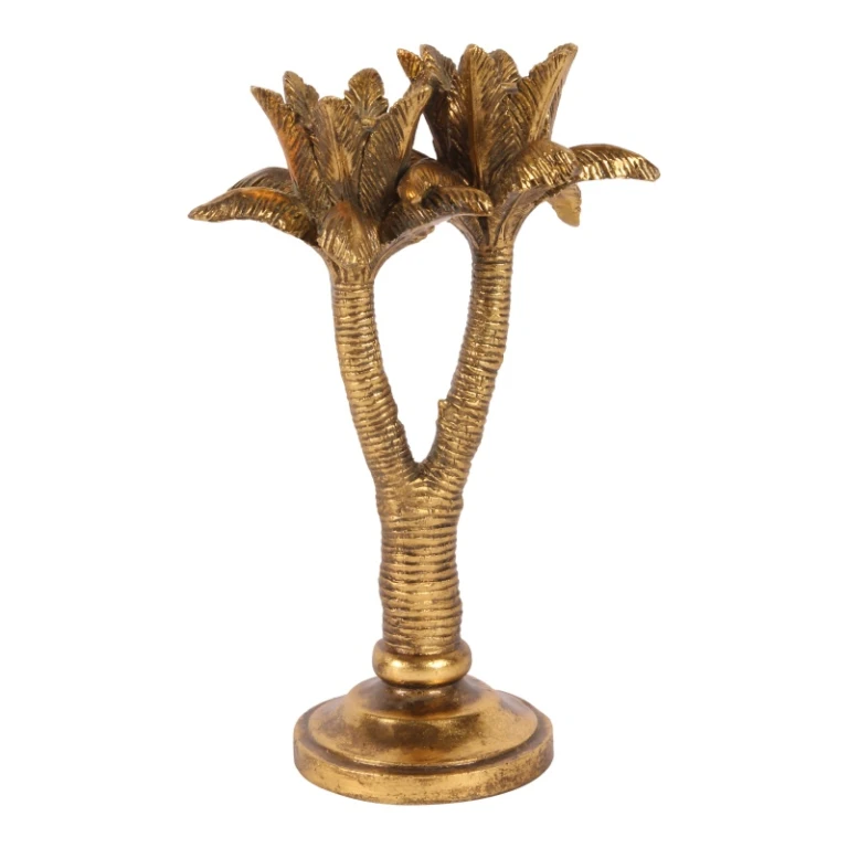 Kandelaber Palmträd - 24 cm - guld - konstharts