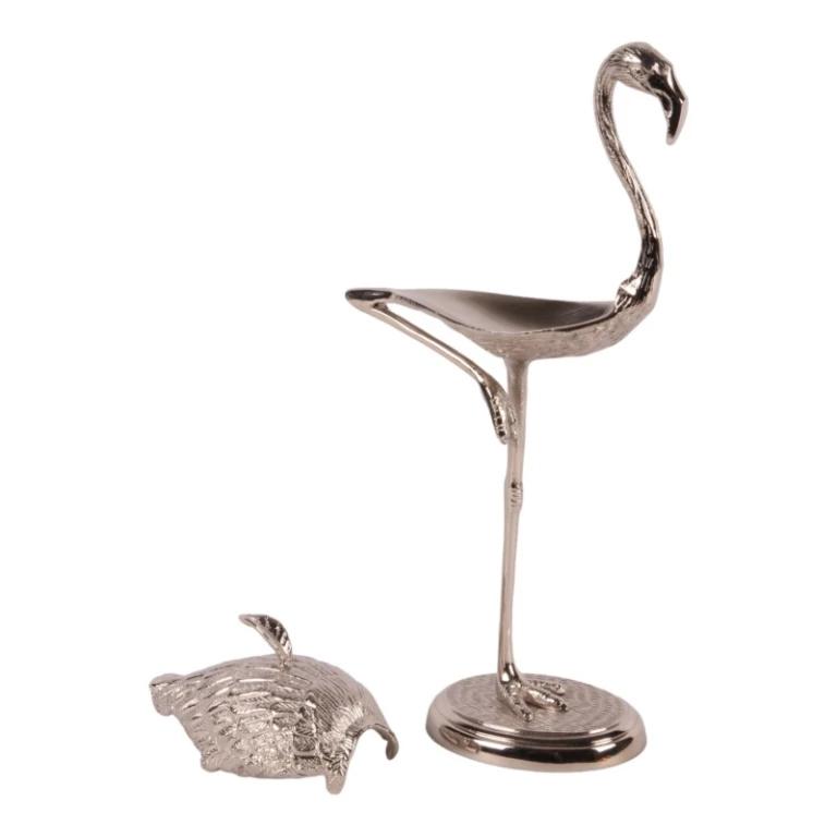 Förvaringslåda Flamingo - 29 cm - silver - mässing