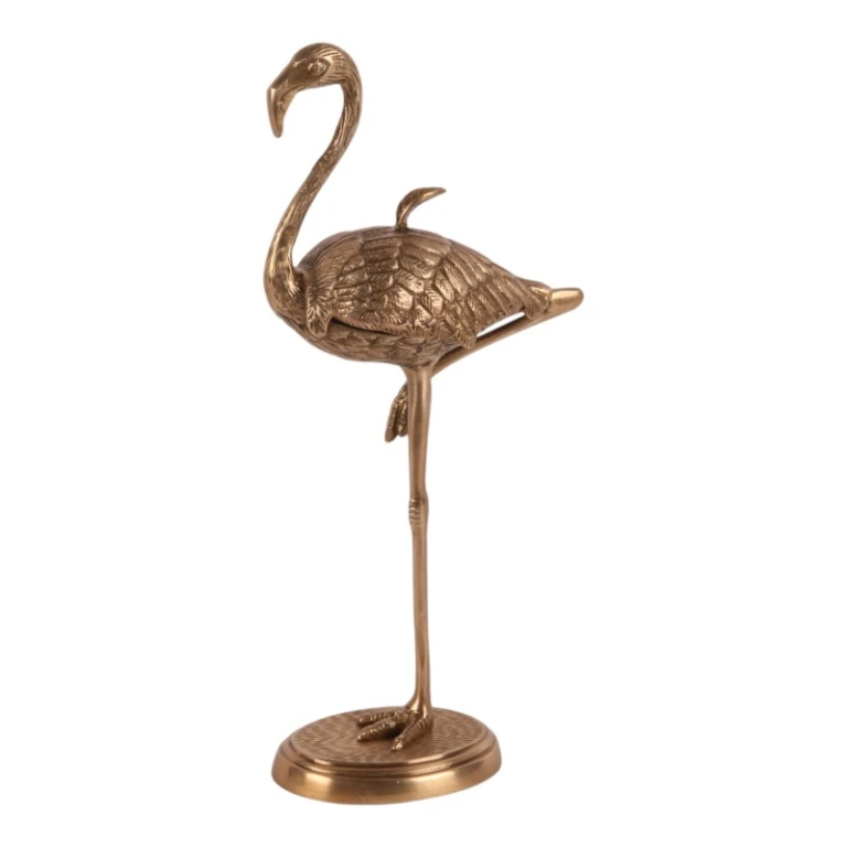 Förvaringslåda Flamingo - 29 cm - guld - mässing