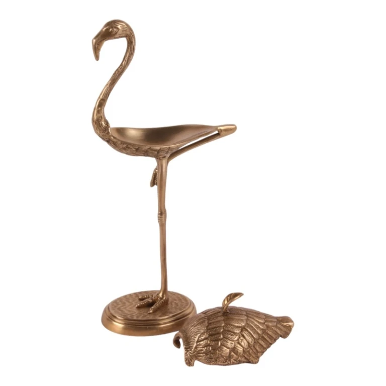 Förvaringslåda Flamingo - 29 cm - guld - mässing