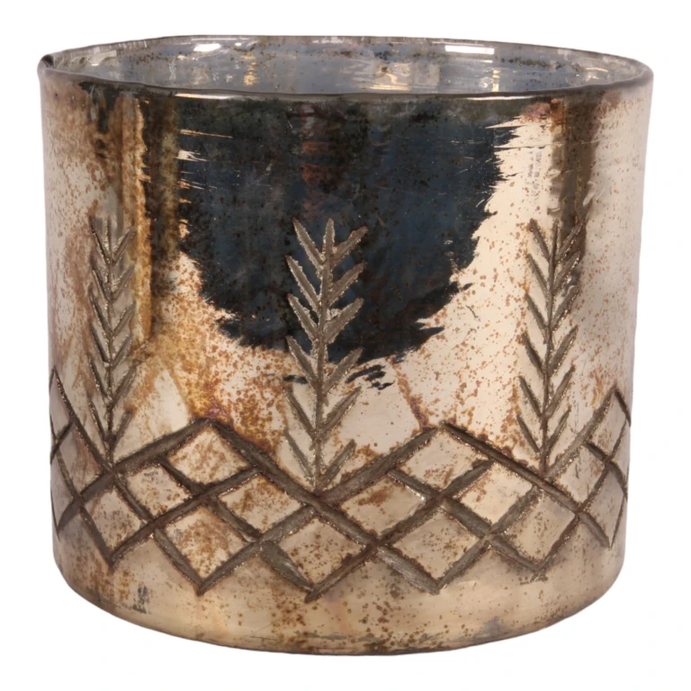 Vaxlyshållare - silver - glas - 18 cm