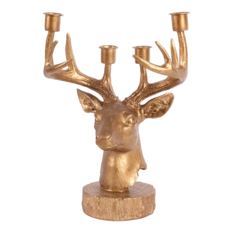Kandelaber Hert - 31,5 cm - guld - konstharts