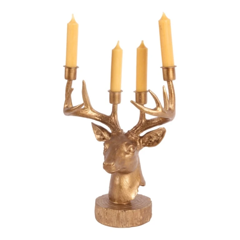 Kandelaber Hert - 31,5 cm - guld - konstharts