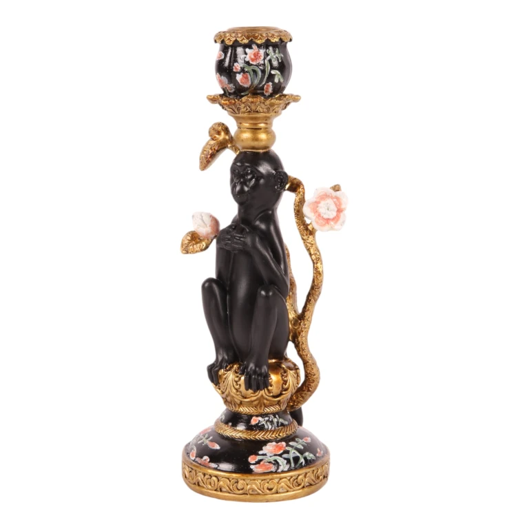 Kandelaber Aap - 25,5 cm - svart - konstharts