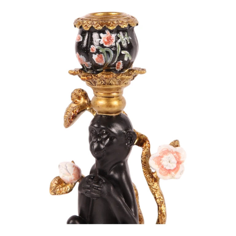 Kandelaber Aap - 25,5 cm - svart - konstharts