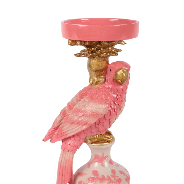 Kandelaber Papegoja - 32,5 cm - rosa - konstharts