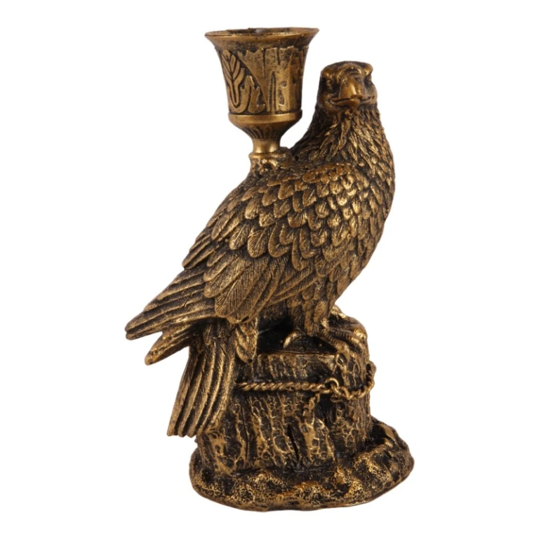 Kandelaber Fågel - 16 cm - guld - konstharts