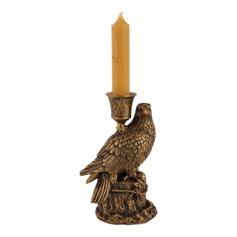 Kandelaber Fågel - 16 cm - guld - konstharts