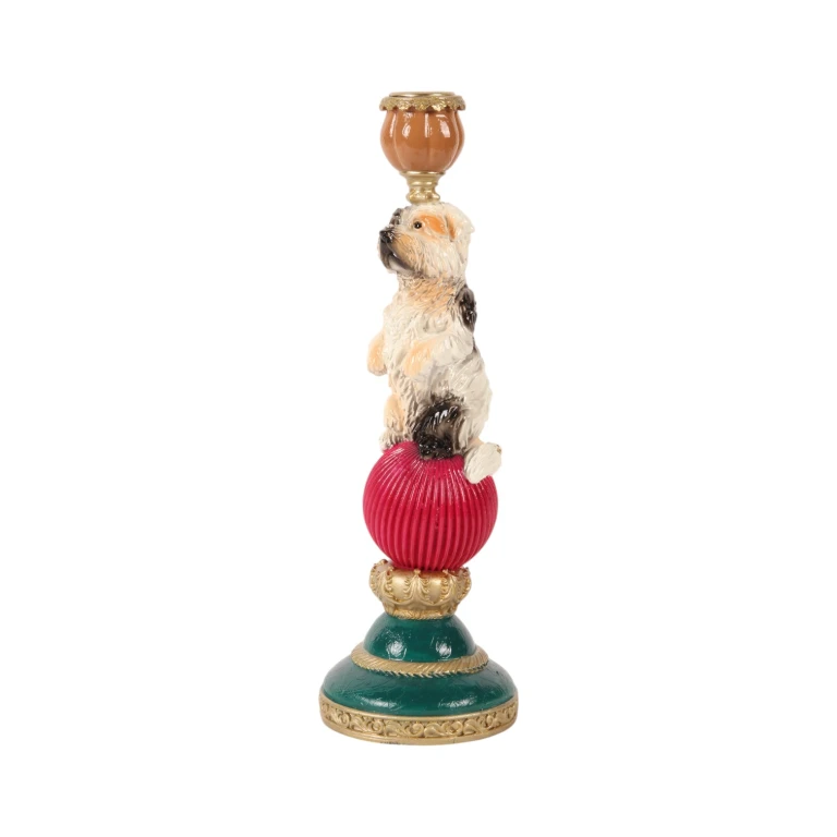 Kandelaber hund - 28,5 cm - flerfärgad - konstharts