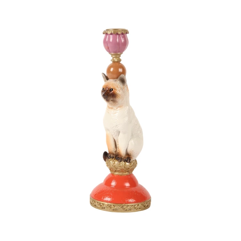 Kattkandelaber - 26 cm - flerfärgad - konstharts