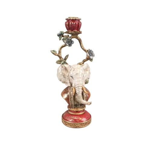 Kandelaar Olifant 31 cm - Multi - Resin