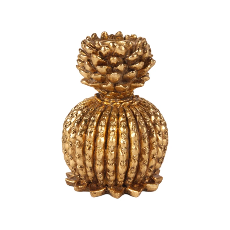 Antik ljusstake - 10,5 cm - guld - konstharts