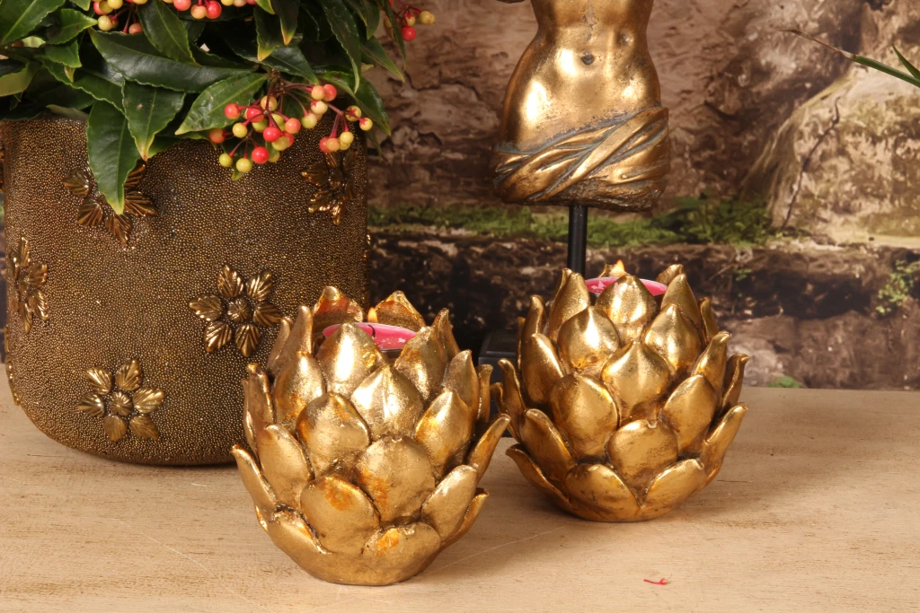 Kandelabarr blomma - 11 cm - guld - konstharts